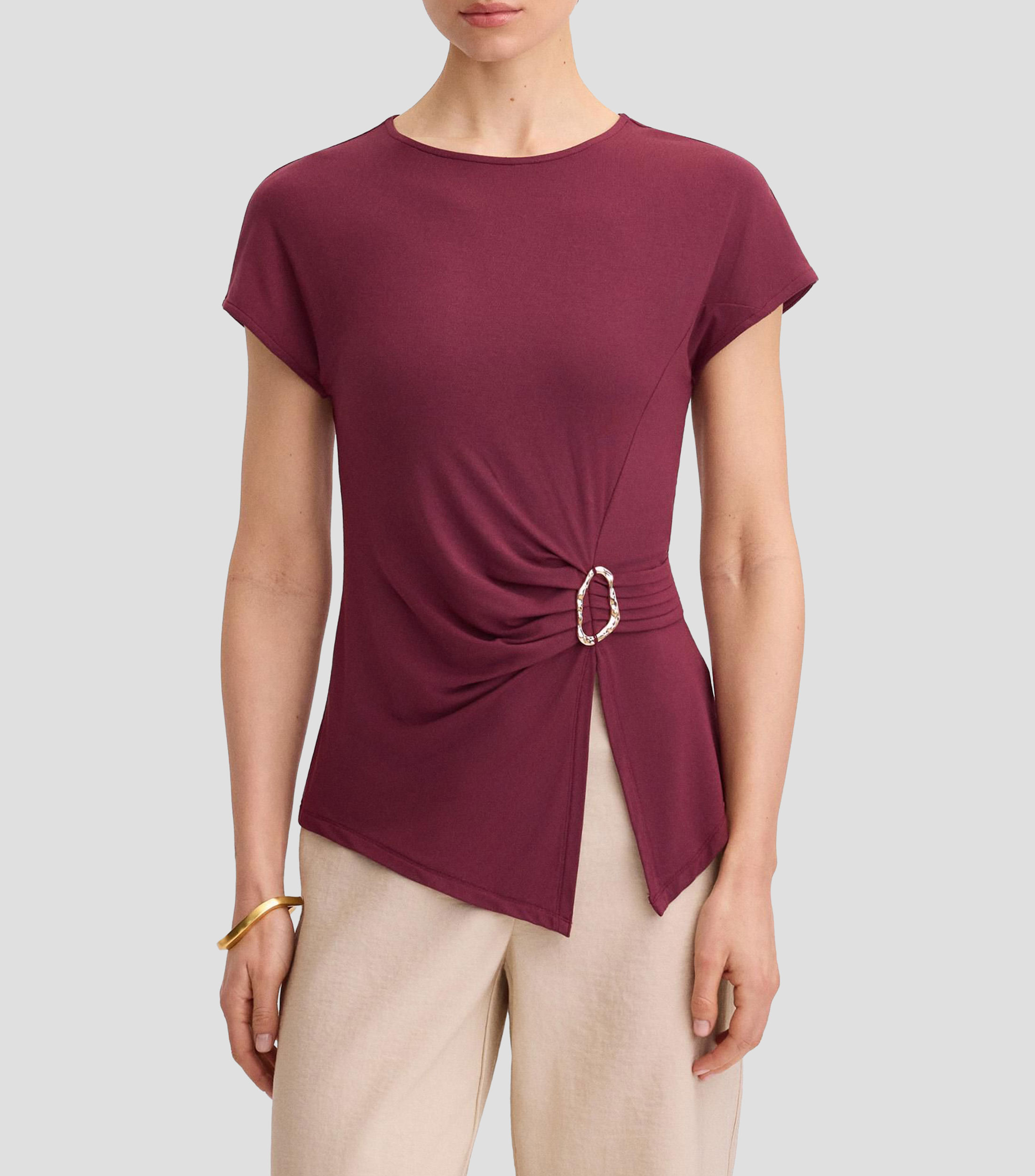 Blusa asimétrica anilla liso Mujer